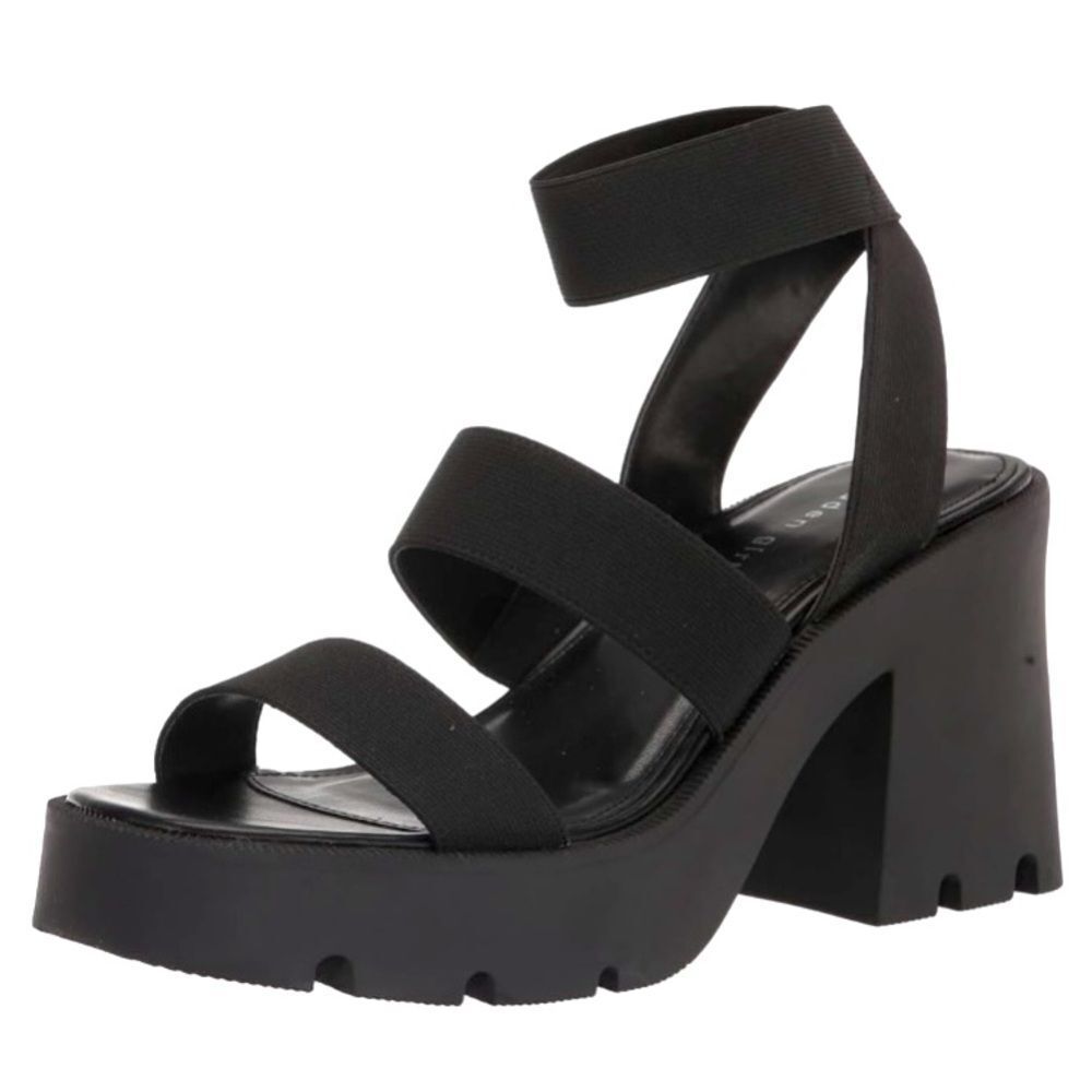 MADDEN GIRL Temple Heel Sandal Woman Size 9.5 Black Lug Sole Block Platform NEW - Picture 9 of 9